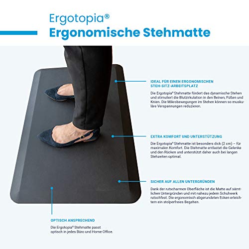 Ergotopia Anti-vermoeidheidsmat voor staande werkplekken, ergonomische werkplek voor gezond en pijnloos staan, antislip… - Image 5