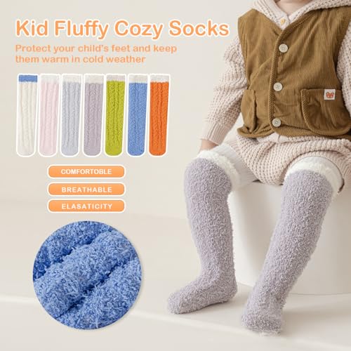 Kid Fuzzy Knee High Socks Toddler Boys Grils Cozy Slipper Socks Soft Baby Winter Long socks3