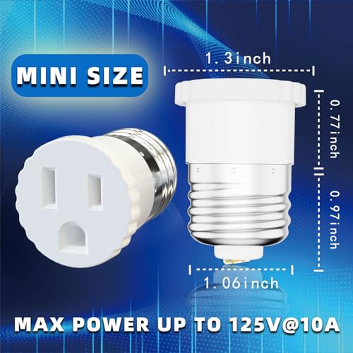 2 pack light socket to plug adapter convert light bulb socket to outlet adapter white