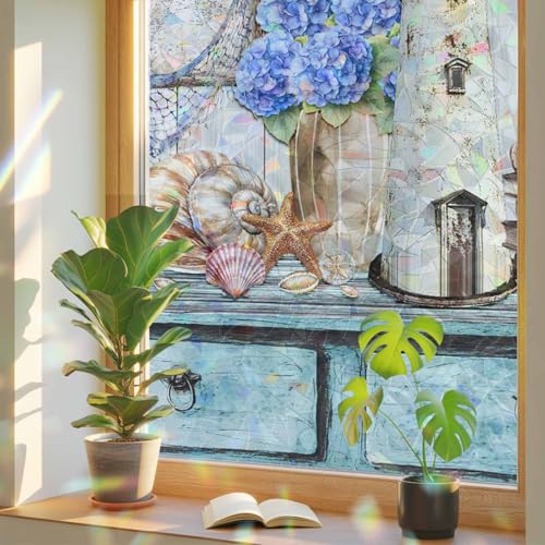 Película decorativa para ventana 19.6"x39.3" efecto vitral miniatura 1