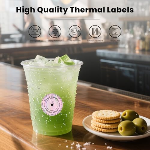 FINDAT Regenbogen Holographische Thermo-Etiketten Rolle Wasserdicht Runde 38 mm Punkt-Etiketten Bedruckbare Vinyl Laser Thermische Aufkleber für Logo Design DIY Danke QR 500 Stück