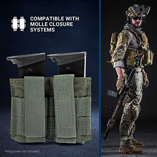 T3 Magnet Double Pistol Mag Pouch (2), Ranger Green #TOP3