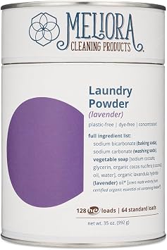 Meliora Cleaning Products Laundry Powder, Lavender | Concentrated detergent, 128 HE loads, plastic-free