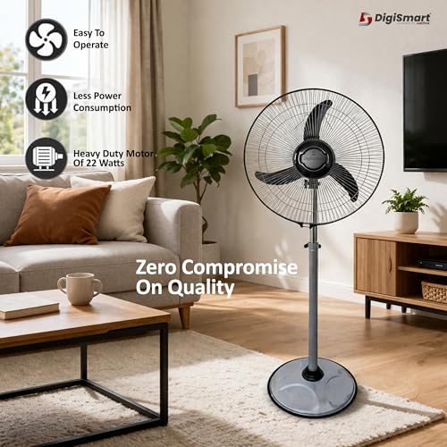 Image of DIGISMART High Speed 2400 RPM Mark-1 (16 Inches) 400 MM Bullet Fan /Pedestal Fan /Farrata Fan With Adjustable Height with X-Flow Technology come with 1 Year Manufactured Warranty (Grey)