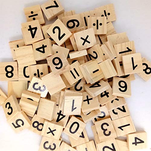 100 fichas de madera con números y símbolos para manualidades miniatura 4
