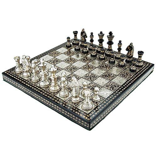 Jeu d'échecs en laiton sculpté idée cadeau avec boîte velours