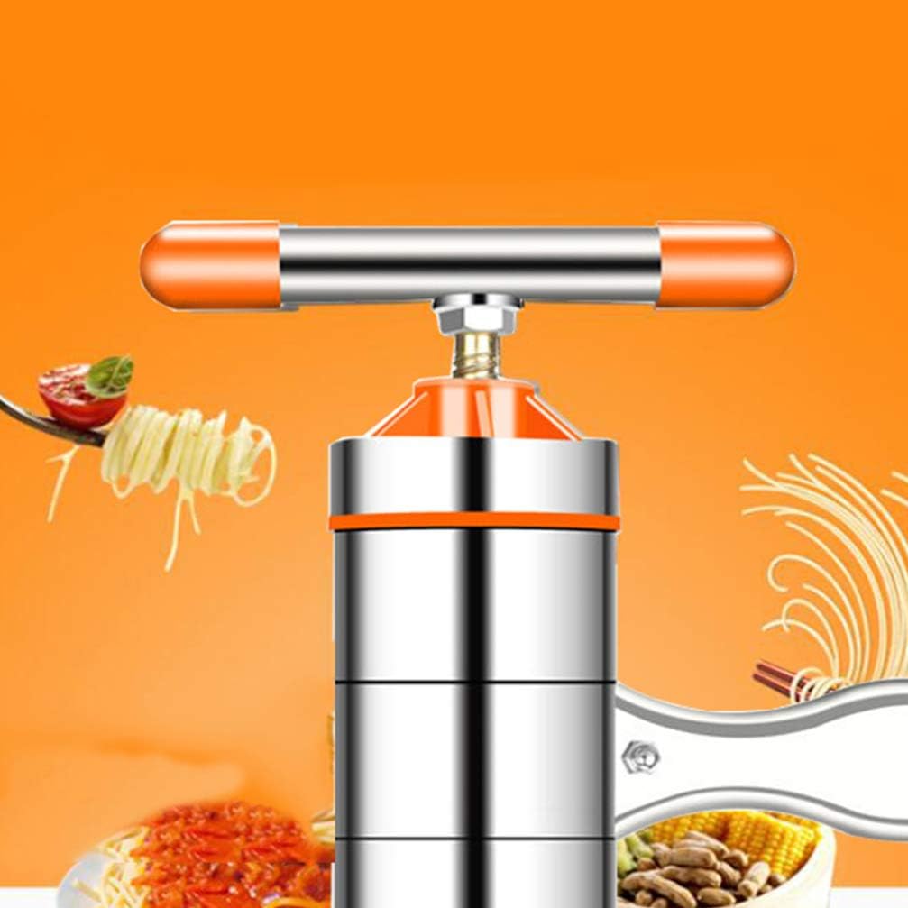 Hemoton 1pc Household Manual Noodle Maker Stainless Steel Kitchen Noodle Press Machine Orange Mold Kneading Bag Easy to Use Space-saving Kitchen Tool