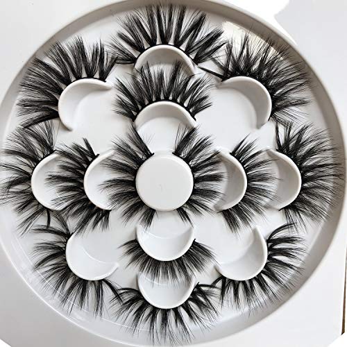 20mm Eyelashes Faux Mink 7 Pairs Pack Fluffy Long 3D Dramatic Lashes Face Strip Lashes