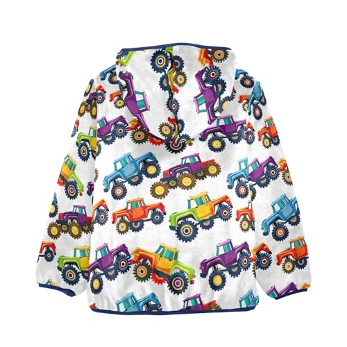 CHIFIGNO Colorful Truck Toddler Boy Winter Coat, Toddler Zip up Hoodie Light Jacket for Fall Winter Spring 7-8Y2
