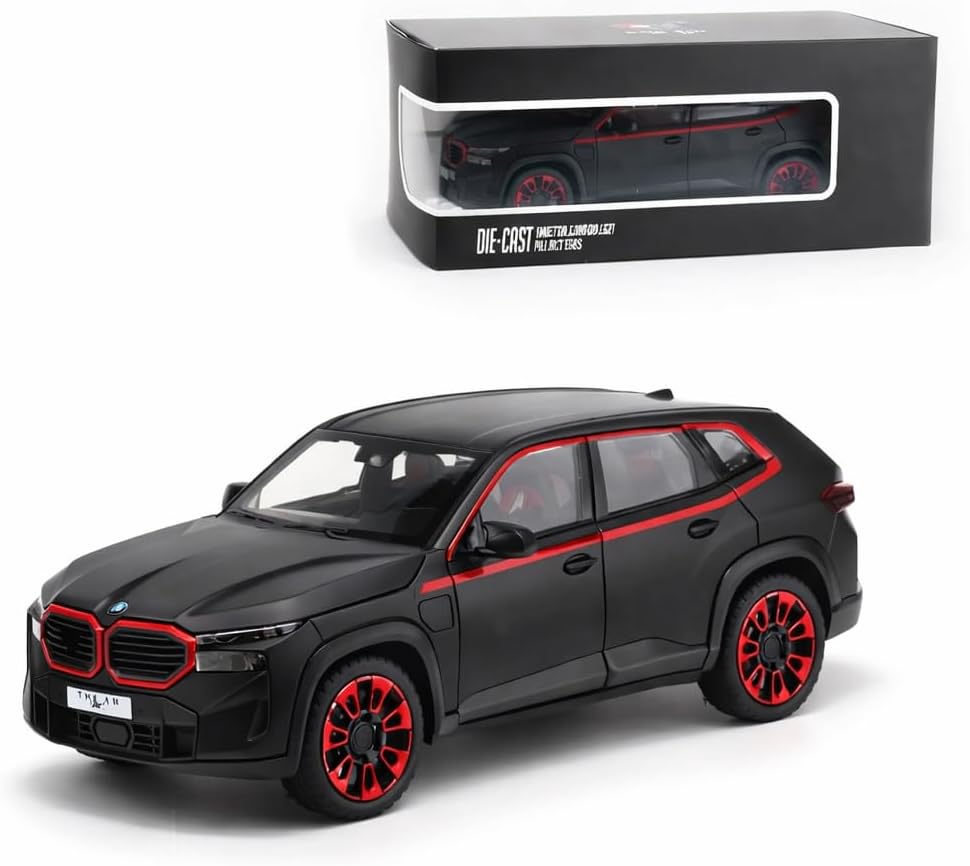 Invite Enterprise 1:24 B.M.W XM SUV Model Car Zinc Alloy Pull Back Toy Diecast Toy Cars with Openable Doors, Sound and Light for Kids Boy Girl Gift(Black-Color)