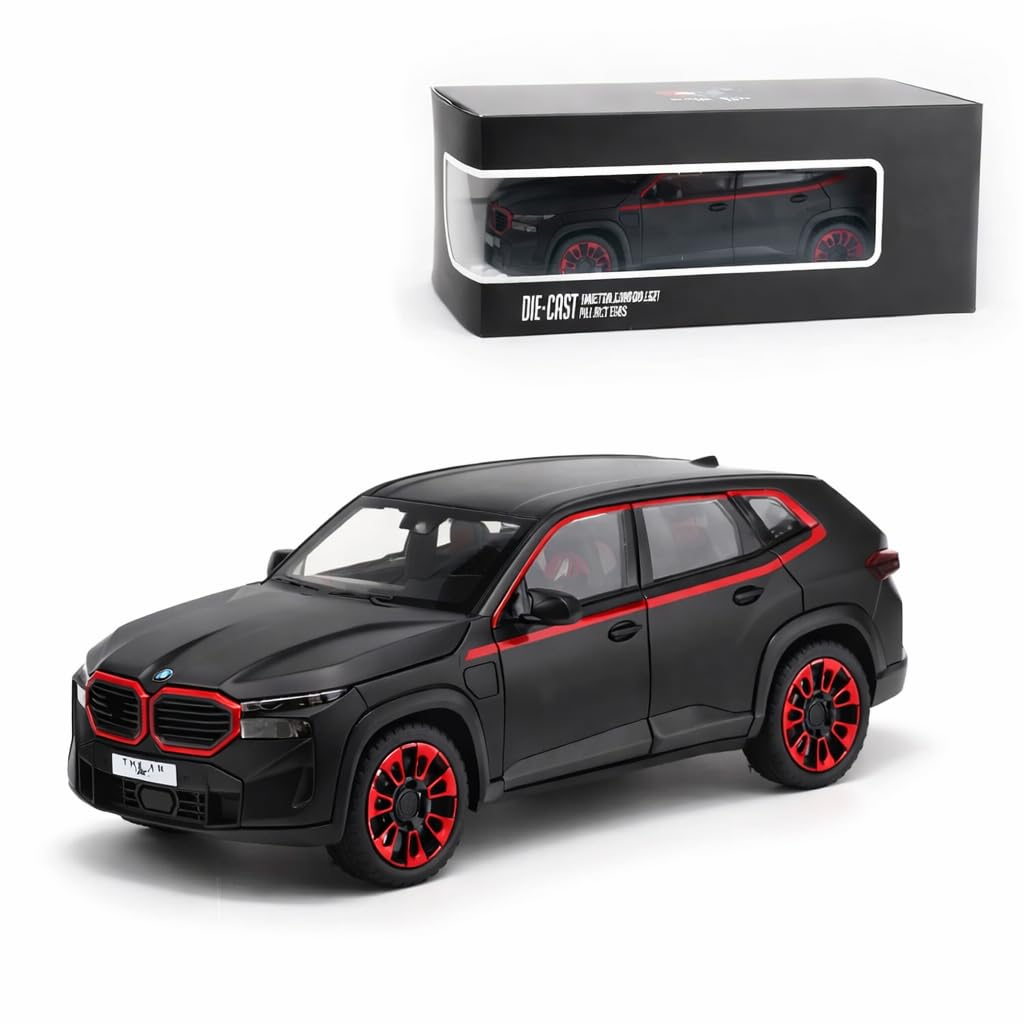 1:24 B.M.W XM SUV Model Car Zinc Alloy Pull Back Toy Diecast Toy Cars with Openable Doors, Sound and Light for Kids Boy Girl Gift(Black-Color)