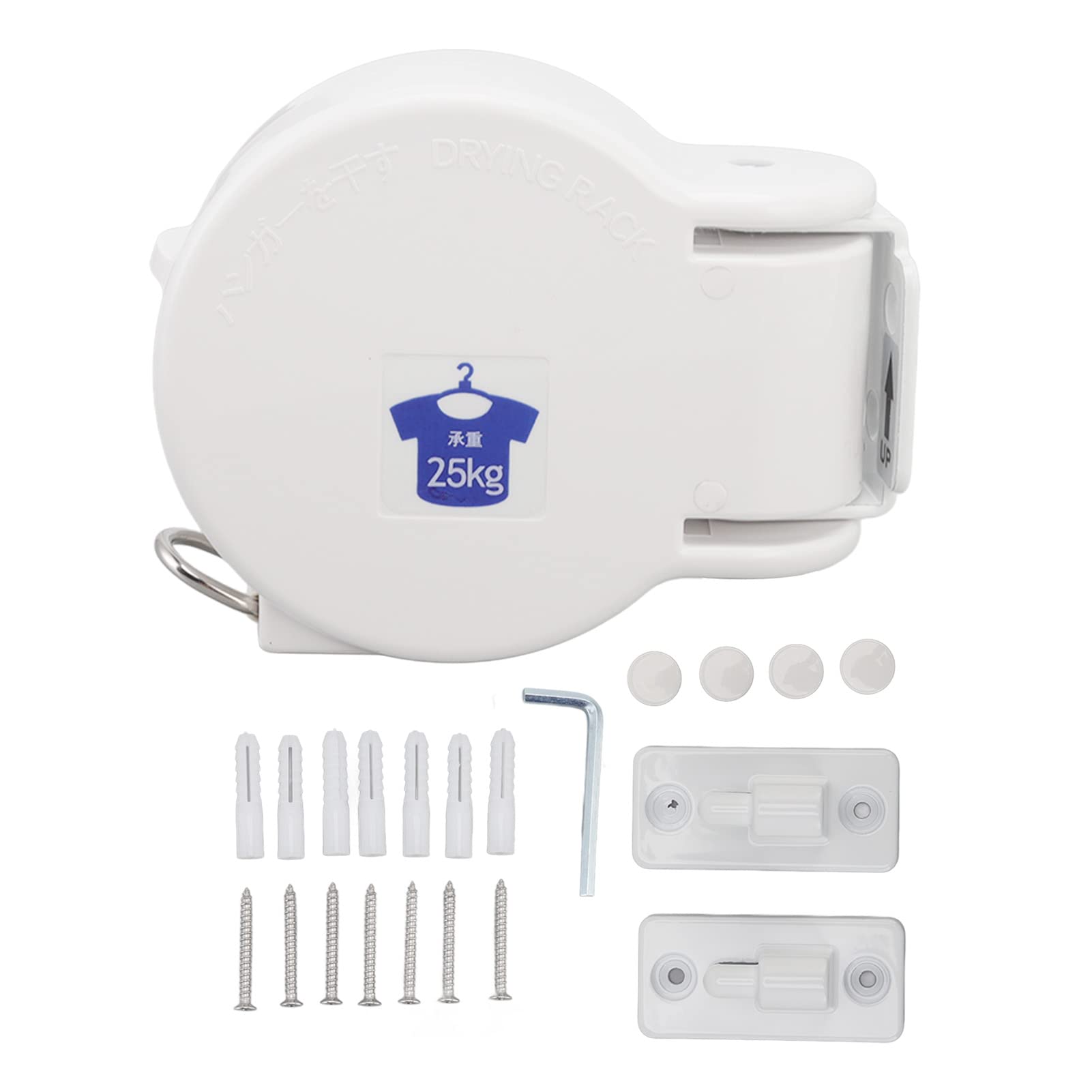 Retractable Clothesline, Heavy Duty PVC Coated Drying Line, 2 x 49 Feet, Space Saving, Easy Installation for Indoor and Outdoor Use (White)