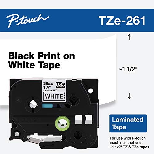 Brother Genuine P-touch TZE-261 Tape, 1-1/2" (1.4") Wide Standard Laminated Tape, Black on