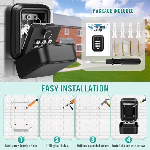 TEUEN Caixa de bloqueio de chave com código, caixa de bloqueio resistente à prova d'água para chave