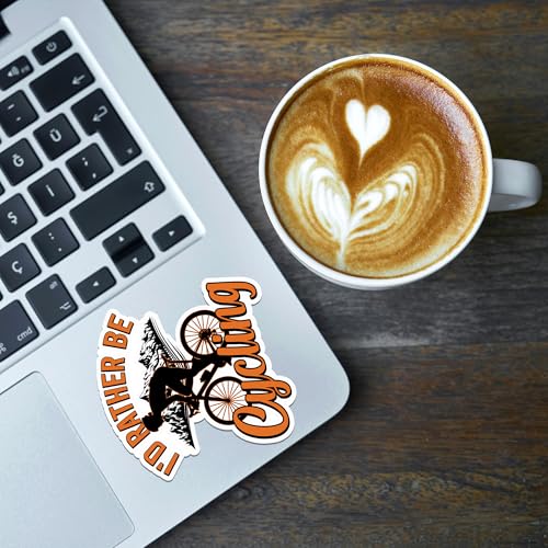 Image of Cycling Sticker 8 Pcs (Large Size) Vinyl Stickers Laptop Waterproof Decal for Car Bumper Water Bottle Notebook Luggage Window Birthday Decorations - Size 4 Inches