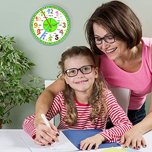 Educational Wall Clock - Silent Movement Time Teaching Clock For Teacher's Classrooms And Kid's Bedrooms, Animals #TOP4
