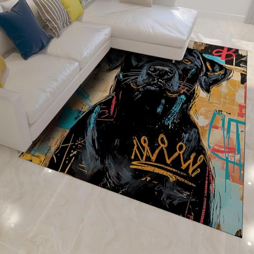 Tapis de chambre à coucher noir lavable 90x150cm tapis pour salon - 4