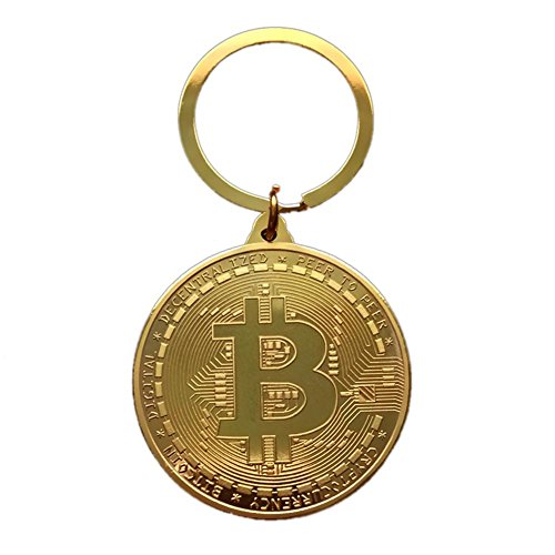 Preisvergleich Produktbild Schlüsselbund Vergoldete Bitcoin Münze Schlüsselanhänger BTC Münze Kunst Gedenk Souvenir Kunstsammlung Sammler Geschenk Münze Münzen Auto Anhänger Spielzeug Metall Reise Dekoration Schlüsselanhänger