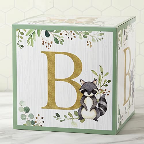 Image of Kate Aspen Woodland Baby Boxes With Letters For Baby Shower Decorations, Gender Reveal Decoration, Photo Prop & Forest Animal Nursery Decor (Set of 4 Stackable Blocks Spells B-A-B-Y)