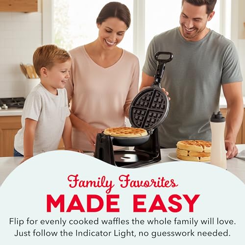 Image of Dash Flip Belgian Waffle Maker - 6.5 inch Nonstick Surface - Rotating Belgian Waffle Maker with Quick Heat-Up System for Easy Breakfasts - Supports Multi-Use - Black