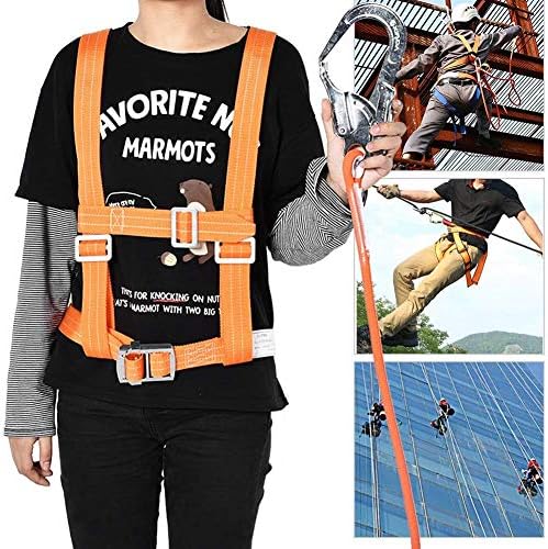 BESTT Safety Harness Kits, Safety Fall Arrest Harness Full Body Height Fall Protection Harness Aerial Work Fall Protection Safety Harness Adjustable Belt with Hook (Big Buckle 2 m)