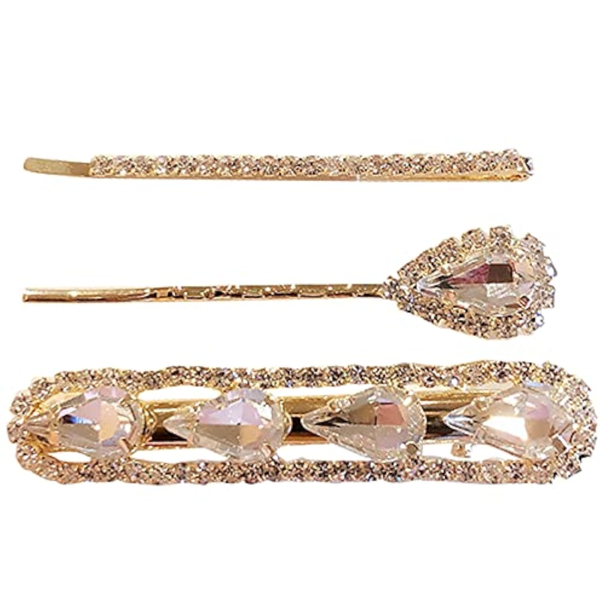 Unique Rhinestone Hair Clips Set, 3PCS