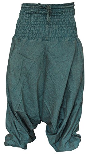 SHOPOHOLIC FASHION Pantalones Harén Hippies Lavados La Piedra para Mujer, (Talla única, Turquesa)
