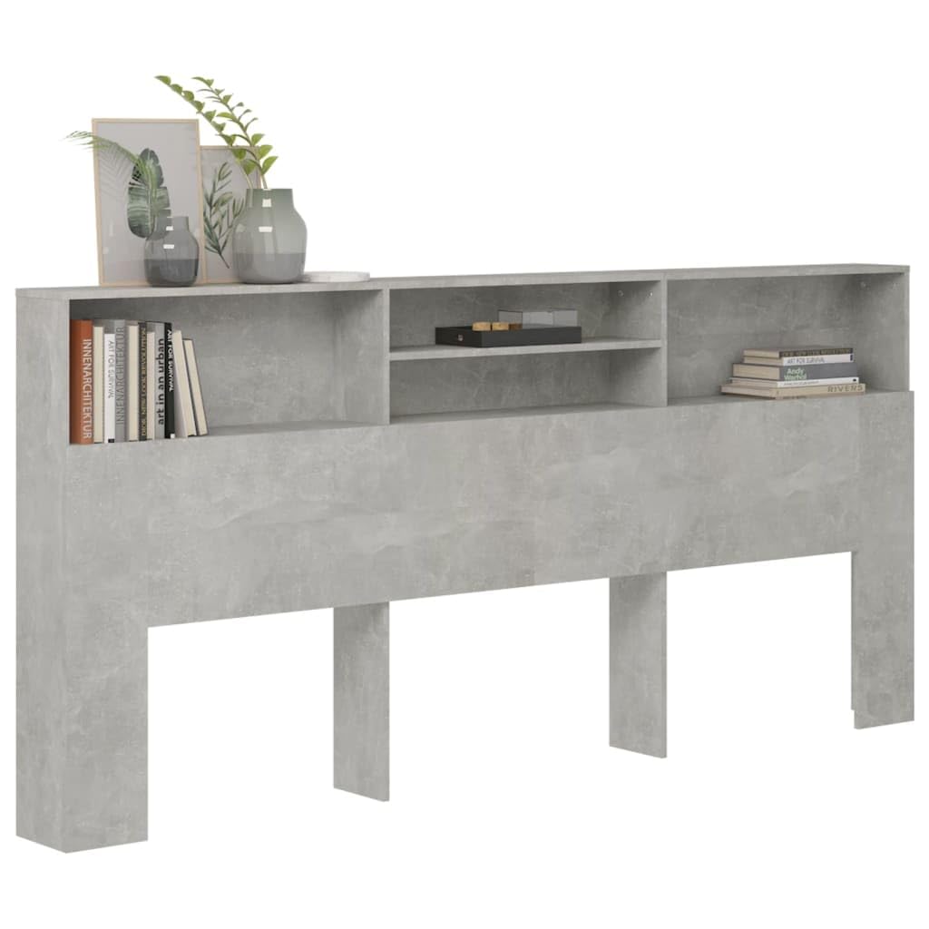 Natulvd Headboard with Storage, Multi Sizes Headboards for Single, Double, Queen, King, Super King Sizes, Floor Standing Head Board with Open Shelves for Bedroom, 220x 103.5 cm (Rustic Grey)
