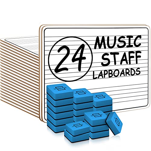24 Pack Dry Erase Music Staff White Boards 9"X"12 Inch Lapboard Double Sided Musical Notes Whiteboard For Kids Students, Musicians And Home (24 Erasers Included) #TOP6