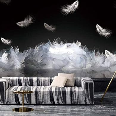 Foto di 3D stile nordico moderno soggiorno divano sfondo muro decorativo murale camera da letto in bianco e nero piuma carta da parati personalizzata 400 cm (L) × 280 cm (H)