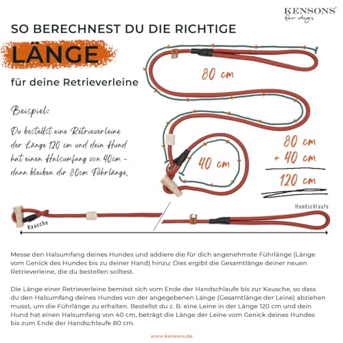Retrieverleine Leder 20 mm in Braun | Burnt Amber | Moxon-Leine mit außergewöhnlichem Horn-Zugstopp | robuste und edle Hundeleine aus hochwertigem Fettleder mit integrierter Halsung - 230 cm