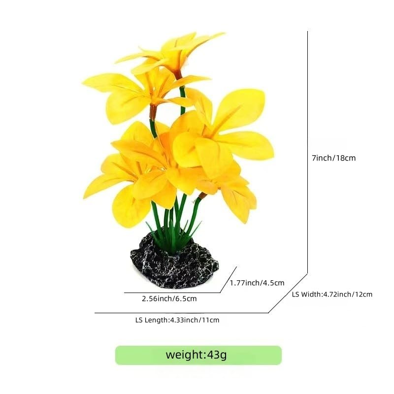 Image of JGbaby Artificial Aquarium Plants,Fish Tank Decorations Betta Leaf Hammock 7in Realistic Silk & Plastic Plants, Hideout Decor for Betta. Goldfish,Reptiles,Small Tanks (Yellow Type-A)
