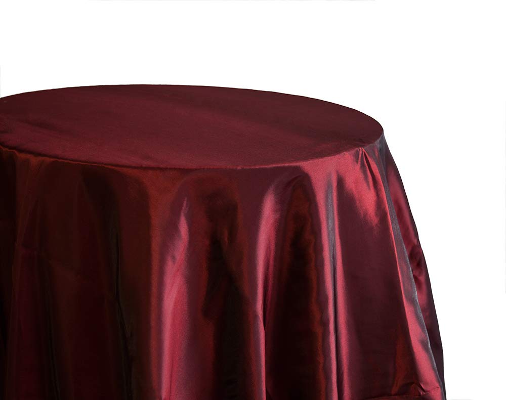 Taffeta 132" Round Tablecloths - Wedding Parties Events Home Decor (Garnet)