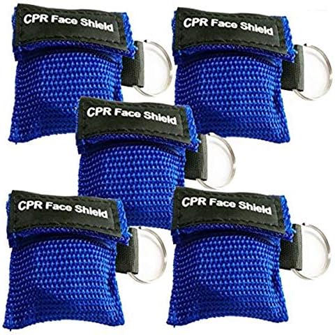 LSIKA-Z 5pcs CPR Face Shield Mask Keychain Ring Emergency Kit CPR Face Shields for First Aid or CPR Training (Blue-5) Cover