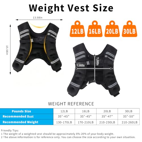 Garvee 12lb Weight Vest with Reflective Stripe for Workout - image 2