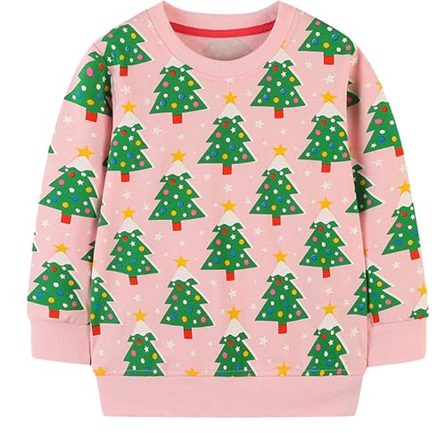 EULLA Kinder Mädchen Jungen Weihnacht Pullover Sweatshirt Weihnachtsoutfit Weihnachtspuli Baumwolle Christmas Xmas Weihnachtsbaum Weihnachtskleidung...