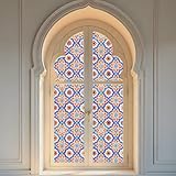 SOMWISE Frosted Glass Window Privacy Film with Tools, Heat Blocking, Anti-UV, Anti-Glare, Static Cling, Decor for Home Bathroom Door, Renter Friendly, Removable, Reusable, Blue 17.5Inchx78.5Inch