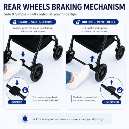 Image of LOOK MAMA Baby Stroller, Foldable Pram for 0-5 Year Traveling, Strollers for 0 to 5 Years, Fully Reclining, Sun Canopy, Easy Auto Folding Mechanism, Grey Color (Grey)