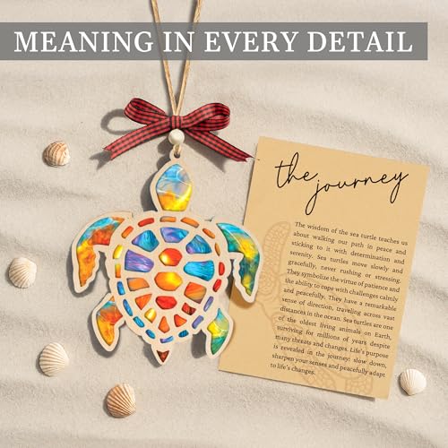 Coastal Serenity Sea Turtle Acrylic Suncatcher Ornament with Heartwarming Story Card - Perfect Beach Gifts for Women and Unique Holiday Tree Decor - Image 2