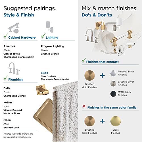 Image of Amerock Glacio 7-1 /16 inch Clear /Champagne Bronze Toilet Paper Holder | Decorative bathroom hardware in durable Zinc /Acrylic construction; mounting hardware included for easy installation