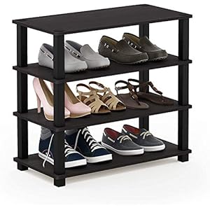 STAR WORK Shoe Rack For Home | Wooden Particle Footwear Stand and Shelves | Floor Standing 4 Tier Shoes Shelf | All Weatherproof | Indoor Outdoor | (Size-56.5(H) X59.5(L) X29.5(W) Cms)