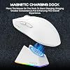 MechLands AJAZZ AJ139 V2 MC Gaming Mouse with Charging Base, Adjustable 12,000 DPI, PAW3311 Sensor, 3 Modes Wireless Mouse, 500mAh Battery, 1000 Polling Rate, 66g Lightweight, Win/Mac (White)