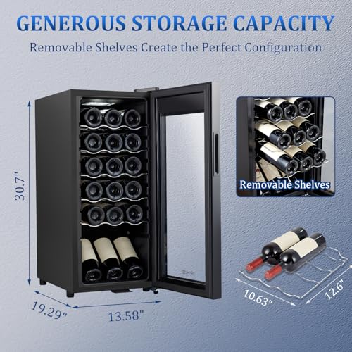 Image of 18 Bottle Compressor Wine Cooler Refrigerator with Lock, Freestanding Wine Fridge, 41F-64F Digital Temperature Control, Large Wine Cellar for Red, White, Champagne, and Sparkling Wine - Black