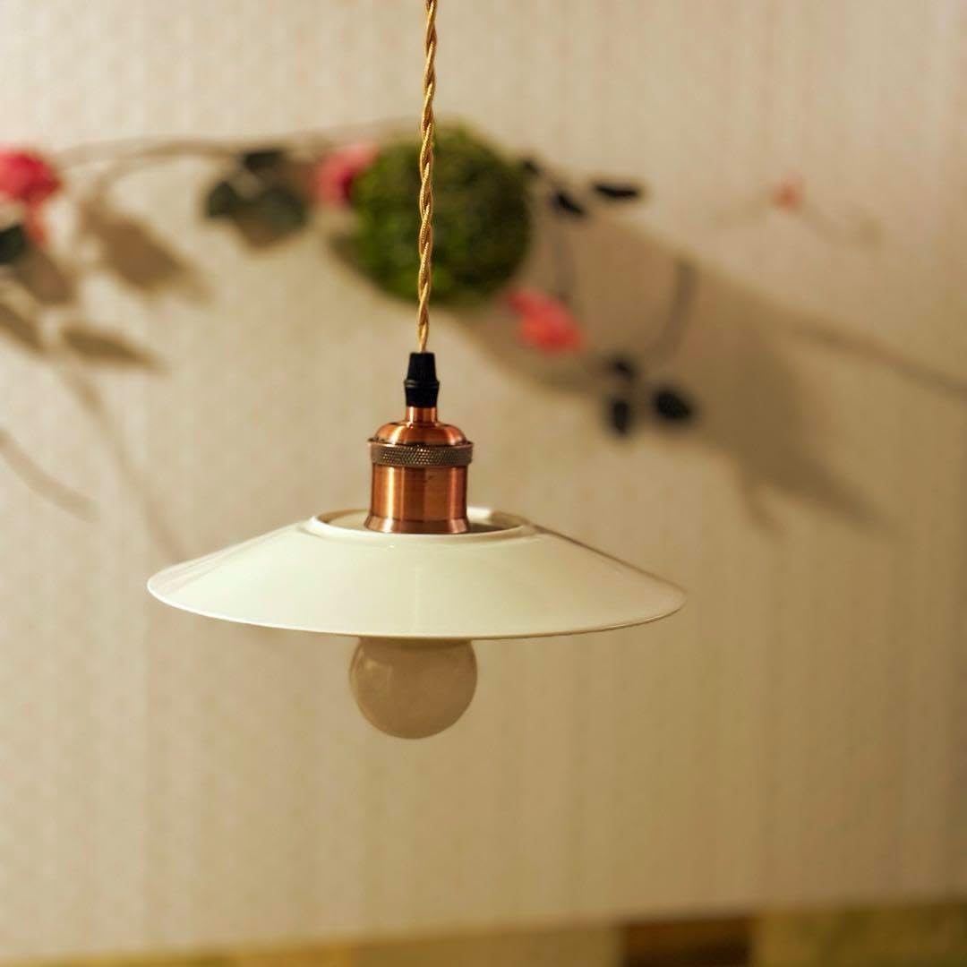 逆さペンダントライトおしゃれ照明 ハンドメイドプレートイエロー