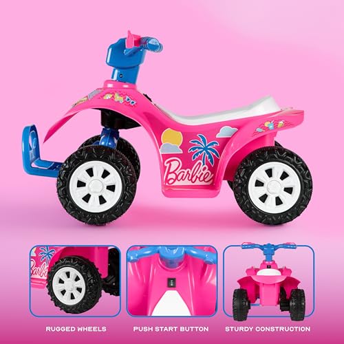 Image of Barbie - 6V Kids Ride-On ATV with Rechargeable Battery and Reverse Drive | Barbie - 6V Kids Ride-On ATV with Rechargeable Battery and Reverse Drive