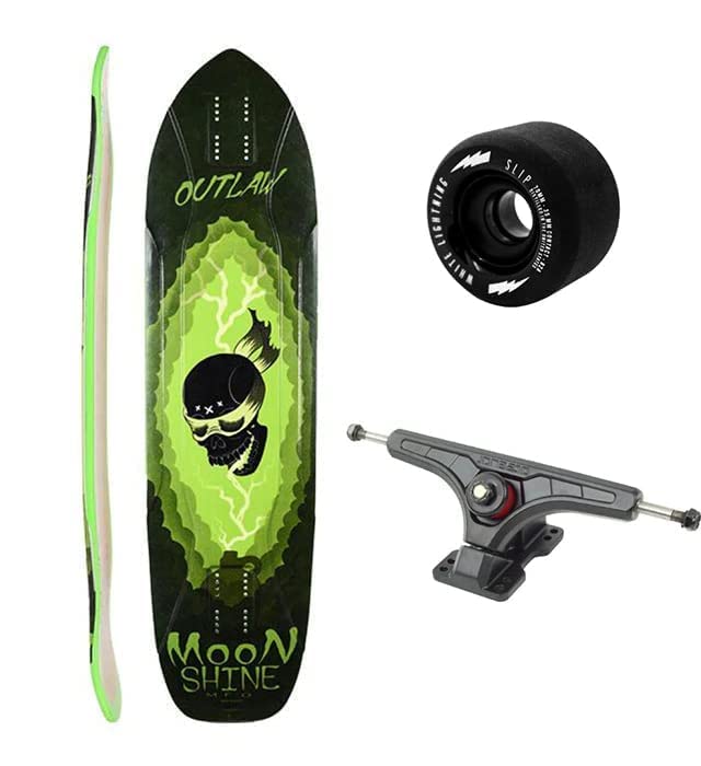 Longboard Skateboard, Freestyle Cruiser, Waterproof and Wood Construction, Cruise Skateboard and Longboard Decks, Lightweight Build (Outlaw Complete Deck + Wheels)