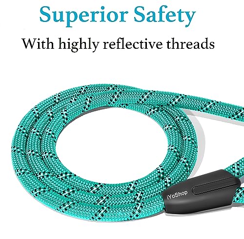 iYoShop Durable Slip Lead Dog Leash with Padded Handle and Highly Reflective Threads, No Pull Dog Training Leash, (1/2" x 6 FT, Teal)