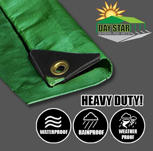 Green Heavy Duty 12 Mil Thickness Poly Tarp Protection Cover Privacy Shade Canopy Top (10' x 10')