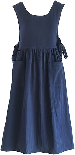 Delantal para mujeres y adolescentes con 2 bolsillos, lindo para hornear, jardinería, pintura, manualidades, cocina o técnico de uñas (azul marino)
