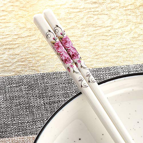 Coffret Cadeau de 2 Paires de Baguettes en Porcelaine réutilisables, Baguettes Le, antidérapantes, Baguettes Chinoises en Porcelaine Tendre, Baguettes à Sushi japonaises en céramique Blanc 3